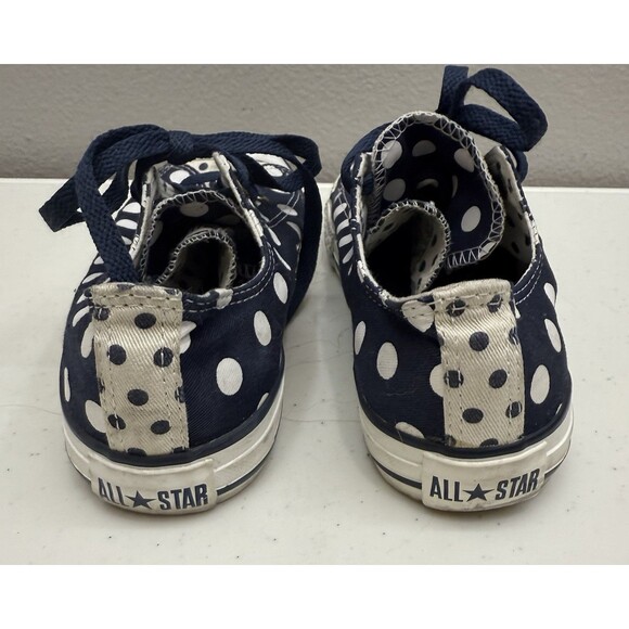 Converse Size 4 All-Star Navy White Polka Dots Canvas Sneakers Shoes Unisex - Picture 3 of 8